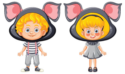 Wall Mural - Children in Cute Mouse Costumes