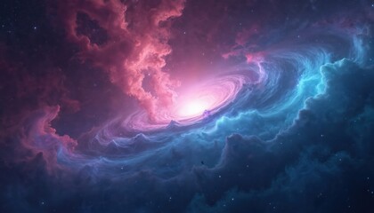 Aufkleber - Space background. Nebula magenta, bright flashes light with crystal blue particles. Electric plasma dances stars twisting. Universe, planet, galaxy exploration, astrology, science, star glow cosmos,