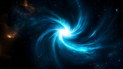 Wall Mural - a mesmerizing cosmic vortex of bright blue light spirals into the depths of space, representing the 
