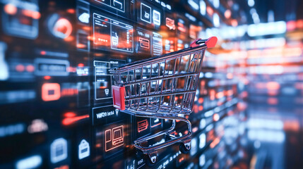 Web interface or online store concept of online shop