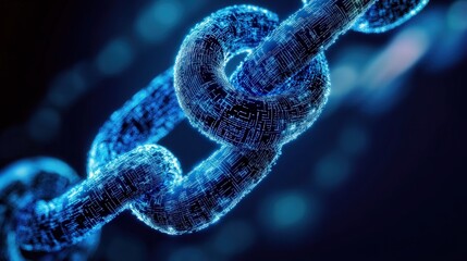 Poster - blockchain connections forming a network of secure business transactions.
