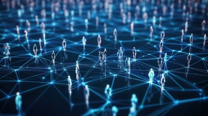 Poster - futuristic hexagonal grid design, with lines representing the complex web of social connections between individuals in an online community