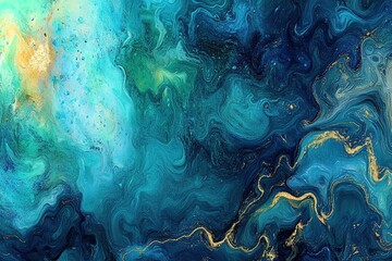 Wall Mural - Abstract watercolor background in vibrant blues and greens