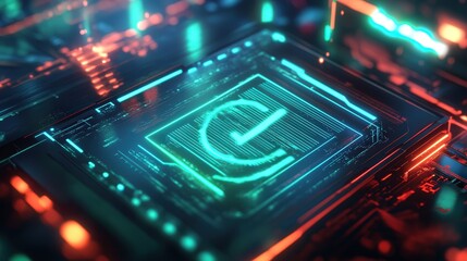 Poster - futuristic neon green checkmark glowing over a document icon, signifying the successful completion of an audit and financial verification