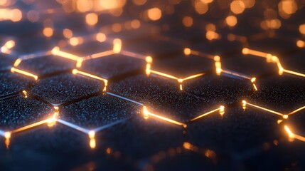 Poster - hexagonal grid representing interconnected human relationships, symbolizing a network of people within a social community.