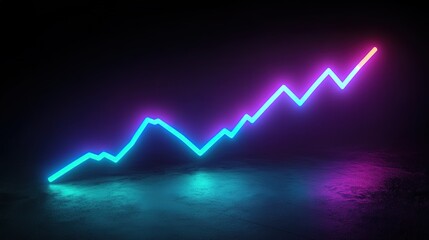 Poster - neon bitcoin value indicator with a green line graph trending upwards, symbolizing the rise in cryptocurrency value