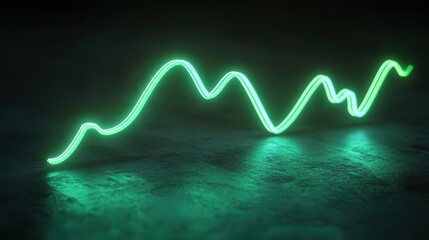 Poster - neon bitcoin value indicator with a green line graph trending upwards, symbolizing the rise in cryptocurrency value
