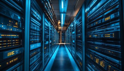 Poster - A state-of-the-art server room featuring advanced technology in a sleek, modern design