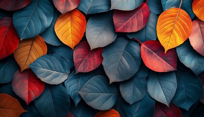 Wall Mural - Autumn leaves background texture