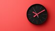 © JCreative - World Cancer Day concept. Minimalist Red and Black Clock with Ribbon Shaped Hands Symbolizing Time