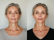 © Stock'd  - before and after of 50 - 60 year old woman face with wrinkles, facelift and cosmetic treatment looking younger