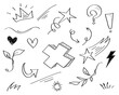 © Receh Lancar Jaya - hand drawn set of abstract doodle elements. use for concept design. isolated on white background. vector illustration