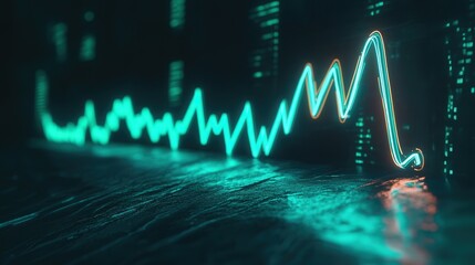 Poster - glowing green line chart rising to the right, representing the rapid appreciation of cryptocurrency in the market.