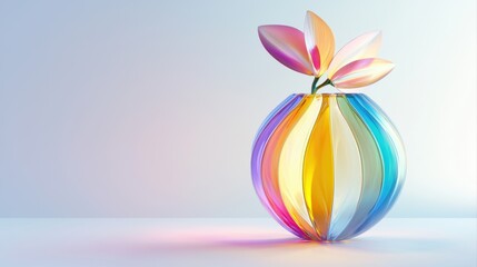 Poster - Colorful Glass Vase with Delicate Floral Accents on a Soft Pastel Background