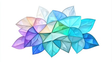Poster - Colorful geometric petals in various shades against a clean white background