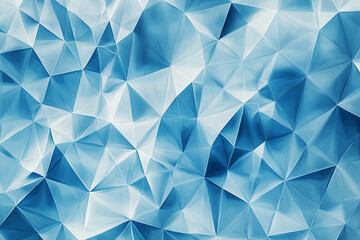 Poster - blue and white abstract design with sharp angles and triangles. The design is made up of many small triangles and is very intricate