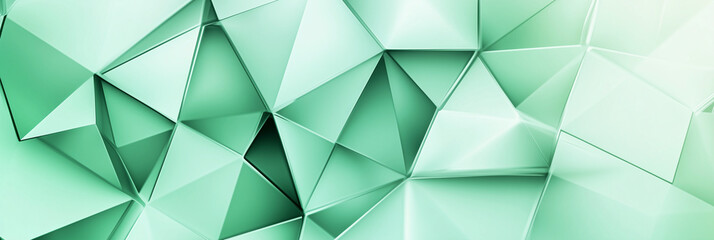 Aufkleber - green background with triangles and squares. The background is a solid color and the shapes are white