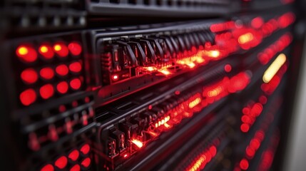 Poster - server room data center rack lights network technology