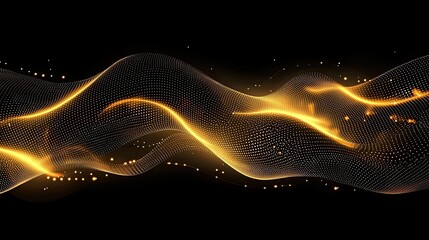 Poster - Elegant Golden Waves Abstract Background with Sparkling Lights