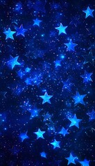 Wall Mural - dazzling blue stars scattered across a deep space background