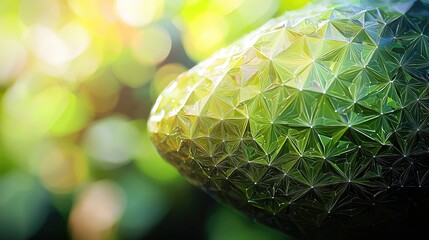 Poster - Close-Up of Geometric Green Surface with Soft Bokeh Background
