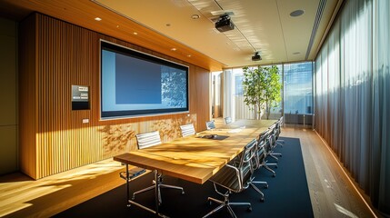 Poster - Modern Conference Room with Natural Light and Sleek Design Elements