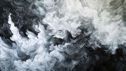 Aufkleber - Ethereal Swirls of Black and White Abstract Smoke Texture Background