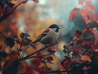 Sticker - Small bird on tree branch