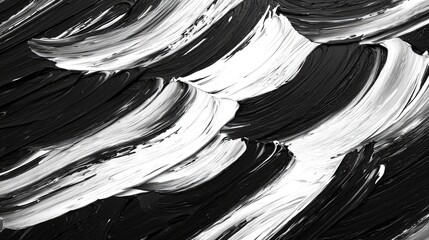 Poster - Abstract Black and White Texture with Bold Brush Strokes in Layers
