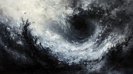 Poster - Dark Swirling Stormy Ocean Waves Abstract Art Representation