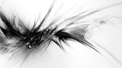 Poster - Abstract Black and White Flowing Design with Dynamic Shapes and Lines