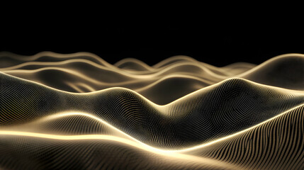 Poster - Abstract gold wave pattern illuminated on a black background creates elegance