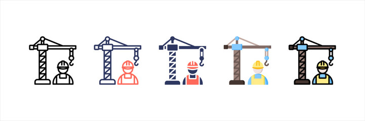 Canvas Print - Construction Worker Multistyle Icon Set