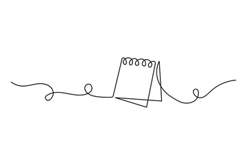 Fototapete - Continuous one line art drawing of table calendar vector icon