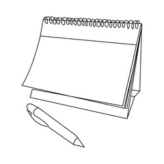 Fototapete - Continuous one line art drawing of table calendar vector icon