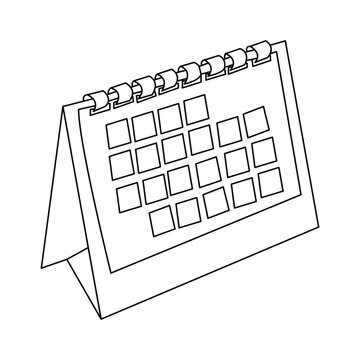 Table calendar continuous one line art drawing of concept doodle style outline vector illustration