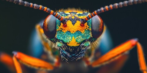 Canvas Print - Colorful Insect Head Close Up