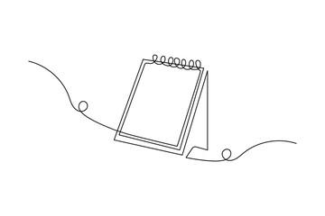 Fototapete - Table calendar continuous one line art drawing of concept doodle style outline vector illustration