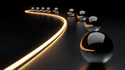 Poster - Reflections of Metallic Spheres Along a Luminous Curved Path