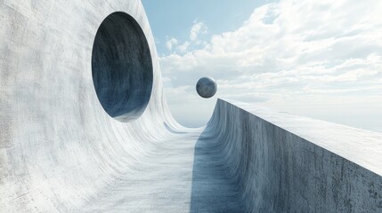 Poster - Abstract Landscape with Geometric Shapes and Smooth Surfaces