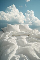 Poster - Cozy Bed Under Cloudy Sky