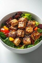 Sticker - White Bowl with Tofu and Vegetables