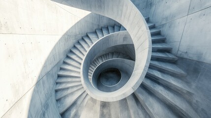 Poster - Modern Architectural Spiral Staircase with Concrete Design