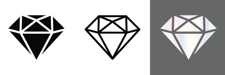 Poster - diamond icon set. transparent png and vector illustration.