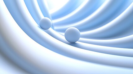 Poster - Abstract Waves with Smooth Curves and Round Shapes in Blue Tones