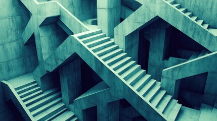 Poster - Abstract Architectural Stairs in a Modern Geometric Design