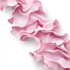 Aufkleber - Elegant Pink Ruffled Fabric Cascade: A Soft and Delicate Texture on a White Background with Subtle Shadows and Flowing Curves
