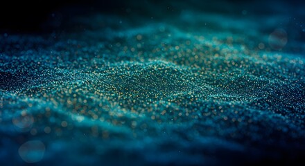 Leinwandbilder - Abstract Glowing Particles Flowing Over Dark Background Creating a Wave Effect