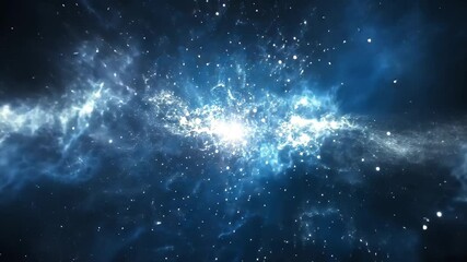 Poster - Fly over animated white galaxy with vibrant star nebula exploring cosmic wonders, Fly Over Animated 3D White Galaxy With Star Nebula Rendered Background Video