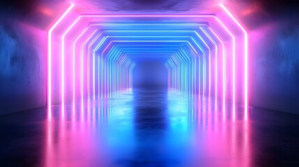 Poster - Futuristic neon lit gateway set within a high tech digital environment